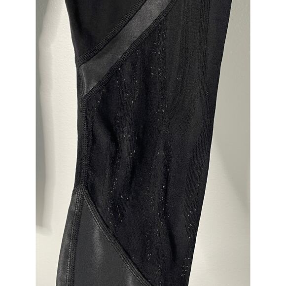 ALO Black Vitality Leggings Sheer Mesh Faux Leather Medium - Picture 8 of 10